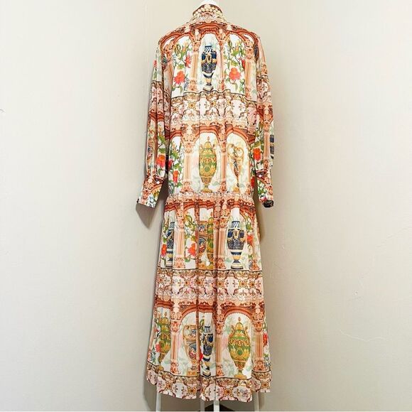 Dalia Macphee NWT Multi Maxi Dress Ancient Grecian Urns Roman Majestic Floral LG - Picture 4 of 16